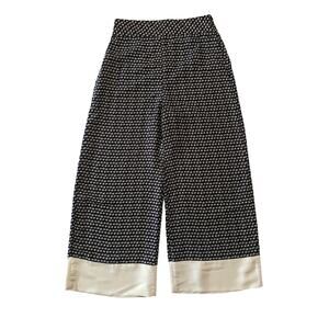 Zara Black White Print Culotte Pants Wide Leg Cropped Size M